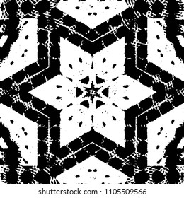 Abstract grunge grid stripe halftone background pattern. Black and white line vector illustration

