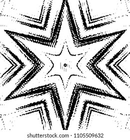 Abstract grunge grid stripe halftone background pattern. Black and white line vector illustration
