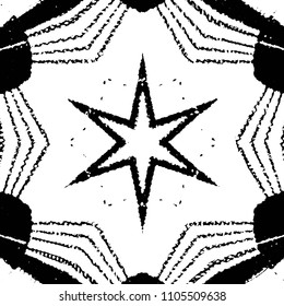 Abstract grunge grid stripe halftone background pattern. Black and white line vector illustration
