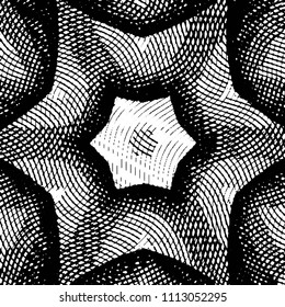 Abstract grunge grid stripe halftone background pattern. Black and white line vector illustration
