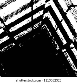 Abstract grunge grid stripe halftone background pattern. Black and white line vector illustration
