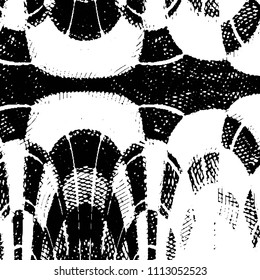 Abstract grunge grid stripe halftone background pattern. Black and white line vector illustration
