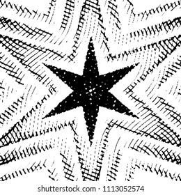 Abstract grunge grid stripe halftone background pattern. Black and white line vector illustration
