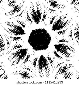 Abstract grunge grid stripe halftone background pattern. Black and white line vector illustration
