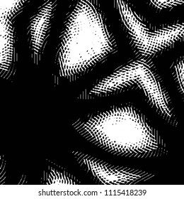 Abstract grunge grid stripe halftone background pattern. Black and white line vector illustration
