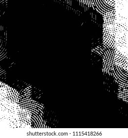 Abstract grunge grid stripe halftone background pattern. Black and white line vector illustration
