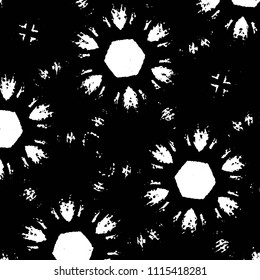 Abstract grunge grid stripe halftone background pattern. Black and white line vector illustration
