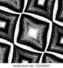 Abstract grunge grid stripe halftone background pattern. Black and white line vector illustration
