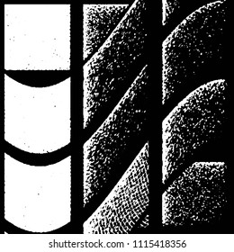 Abstract grunge grid stripe halftone background pattern. Black and white line vector illustration
