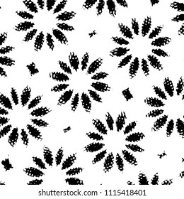 Abstract grunge grid stripe halftone background pattern. Black and white line vector illustration
