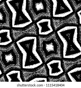 Abstract grunge grid stripe halftone background pattern. Black and white line vector illustration
