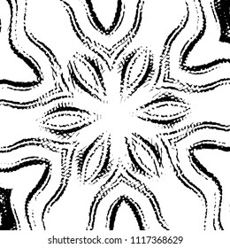 Abstract grunge grid stripe halftone background pattern. Black and white line vector illustration
