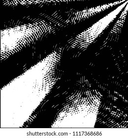 Abstract grunge grid stripe halftone background pattern. Black and white line vector illustration
