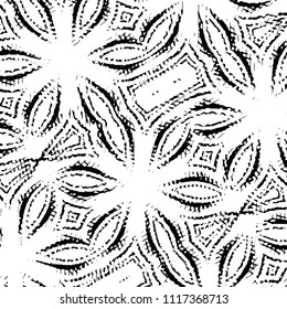 Abstract grunge grid stripe halftone background pattern. Black and white line vector illustration
