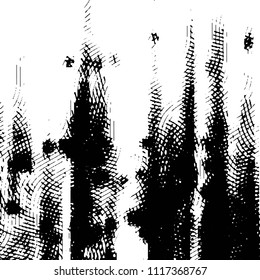 Abstract grunge grid stripe halftone background pattern. Black and white line vector illustration
