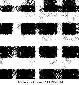 Abstract grunge grid stripe halftone background pattern. Black and white line vector illustration
