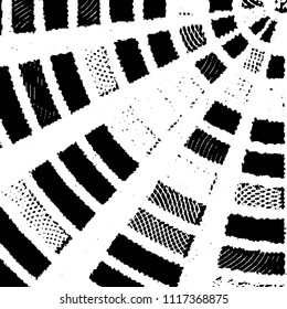 Abstract grunge grid stripe halftone background pattern. Black and white line vector illustration
