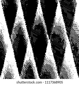 Abstract grunge grid stripe halftone background pattern. Black and white line vector illustration
