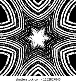 Abstract grunge grid stripe halftone background pattern. Black and white line vector illustration
