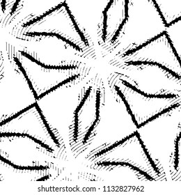 Abstract grunge grid stripe halftone background pattern. Black and white line vector illustration
