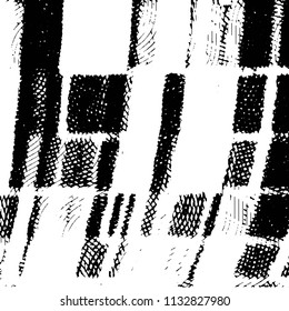 Abstract grunge grid stripe halftone background pattern. Black and white line vector illustration
