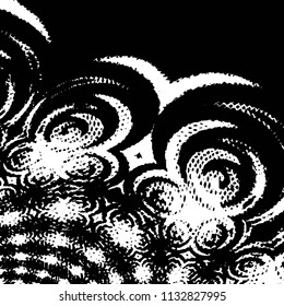 Abstract grunge grid stripe halftone background pattern. Black and white line vector illustration
