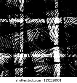 Abstract grunge grid stripe halftone background pattern. Black and white line vector illustration
