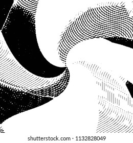 Abstract grunge grid stripe halftone background pattern. Black and white line vector illustration
