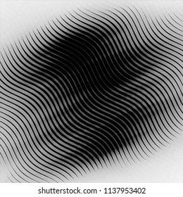 Abstract grunge grid stripe halftone background pattern. Black and white line vector illustration
