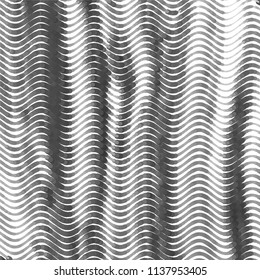 Abstract grunge grid stripe halftone background pattern. Black and white line vector illustration
