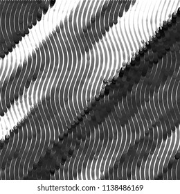Abstract grunge grid stripe halftone background pattern. Black and white line vector illustration
