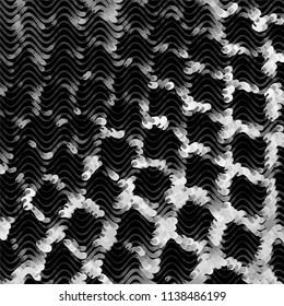 Abstract grunge grid stripe halftone background pattern. Black and white line vector illustration
