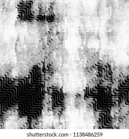 Abstract grunge grid stripe halftone background pattern. Black and white line vector illustration
