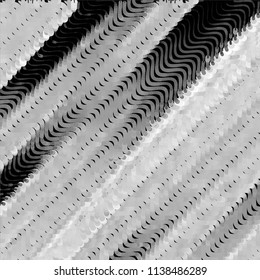 Abstract grunge grid stripe halftone background pattern. Black and white line vector illustration
