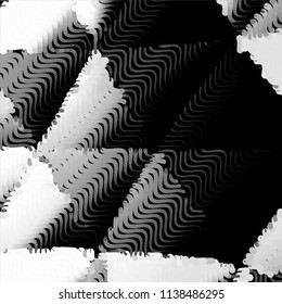 Abstract grunge grid stripe halftone background pattern. Black and white line vector illustration
