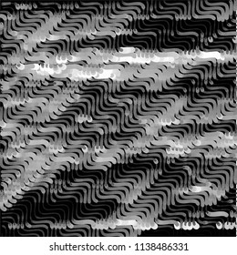 Abstract grunge grid stripe halftone background pattern. Black and white line vector illustration

