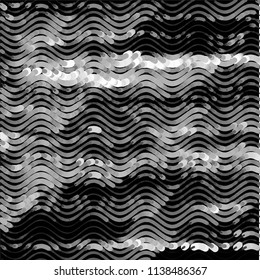 Abstract grunge grid stripe halftone background pattern. Black and white line vector illustration
