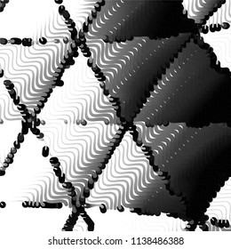 Abstract grunge grid stripe halftone background pattern. Black and white line vector illustration
