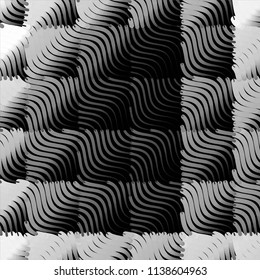 Abstract grunge grid stripe halftone background pattern. Black and white line vector illustration
