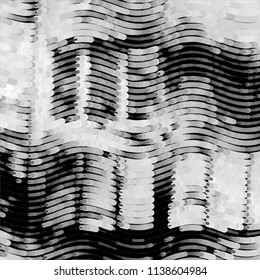 Abstract grunge grid stripe halftone background pattern. Black and white line vector illustration
