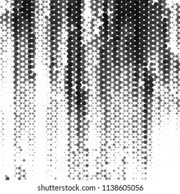 Abstract grunge grid stripe halftone background pattern. Black and white line vector illustration
