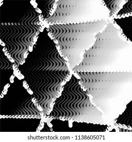 Abstract grunge grid stripe halftone background pattern. Black and white line vector illustration
