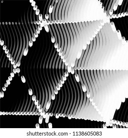 Abstract grunge grid stripe halftone background pattern. Black and white line vector illustration

