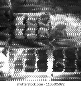 Abstract grunge grid stripe halftone background pattern. Black and white line vector illustration
