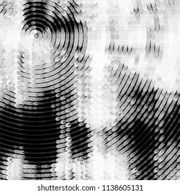 Abstract grunge grid stripe halftone background pattern. Black and white line vector illustration
