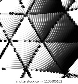 Abstract grunge grid stripe halftone background pattern. Black and white line vector illustration
