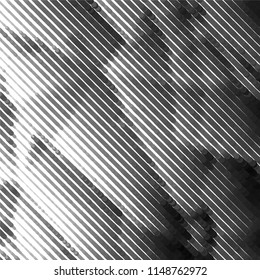 Abstract grunge grid stripe halftone background pattern. Spotted black and white line vector illustration
