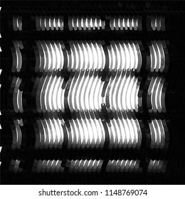 Abstract grunge grid stripe halftone background pattern. Spotted black and white line vector illustration
