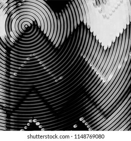 Abstract grunge grid stripe halftone background pattern. Spotted black and white line vector illustration
