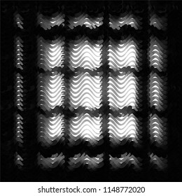 Abstract grunge grid stripe halftone background pattern. Spotted black and white line vector illustration
